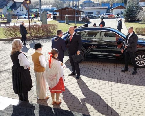 Privítanie ministra dopravy SR Jozefa Ráža.
