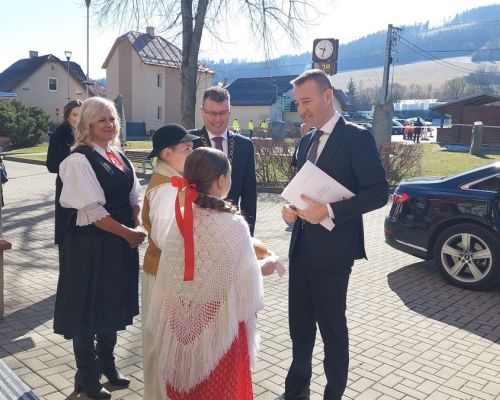 Privítanie ministra školstva SR Tomáša Druckera.