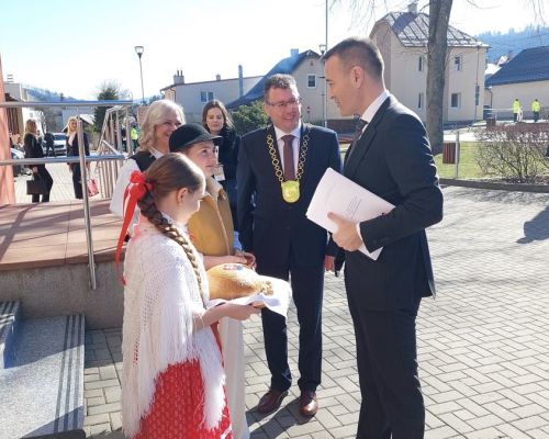 Privítanie ministra školstva SR Tomáša Druckera.