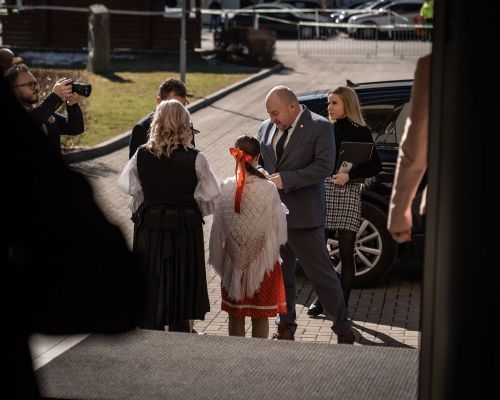 Privítanie ministra cestovného ruchu a športu SR Rudolfa Huliaka.